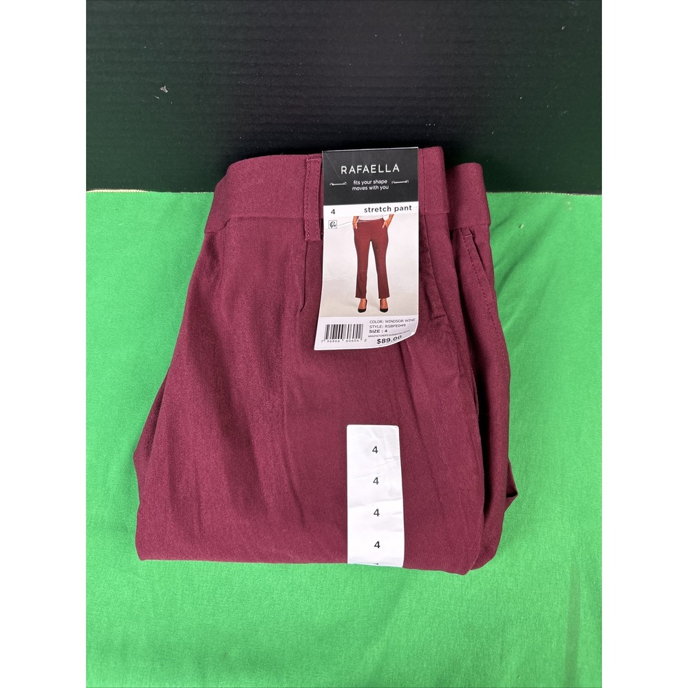 Rafaella Womens Pull-On Stretch Ankle Pant Windsor Wine RSBFE049 Size 4